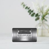 贅沢な車の販売-フェイクな金属、sportscar銀 名刺 (スタンド正面)