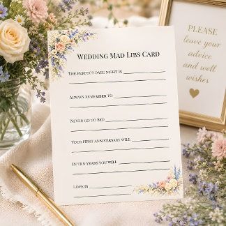 贅沢な野の花の草原の結婚式 アドバイスカード