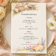 贅沢な野生の花の草原の結婚式詳細カード