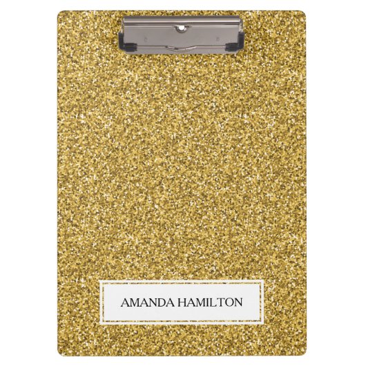 贅沢な金ゴールドのグリッターはあなたの名前を加えます クリップボード (正面)