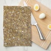 贅沢な金ゴールドのグリッター-印書イメージ キッチンタオル (四つ折り)