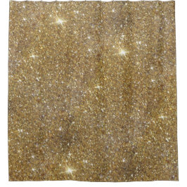 贅沢な金ゴールドのグリッター-印書イメージ シャワーカーテン