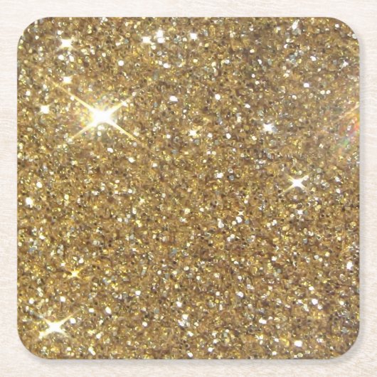 贅沢な金ゴールドのグリッター-印書イメージ スクエアペーパーコースター (正面)