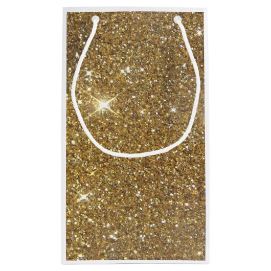 贅沢な金ゴールドのグリッター-印書イメージ スモールペーパーバッグ (裏面)