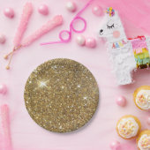 贅沢な金ゴールドのグリッター-印書イメージ ペーパープレート (パーティー)