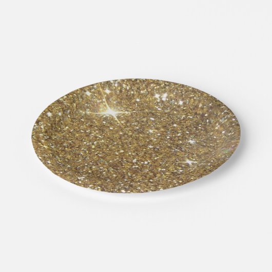 贅沢な金ゴールドのグリッター-印書イメージ ペーパープレート (アングル)
