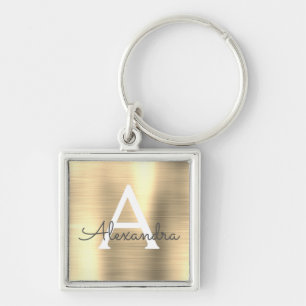 贅沢な金ゴールドのフェイクなステンレス鋼のモノグラム キーホルダー