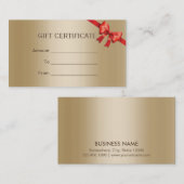 贅沢な金ゴールドの赤いリボンのギフト券 割引カード (正面/裏面)