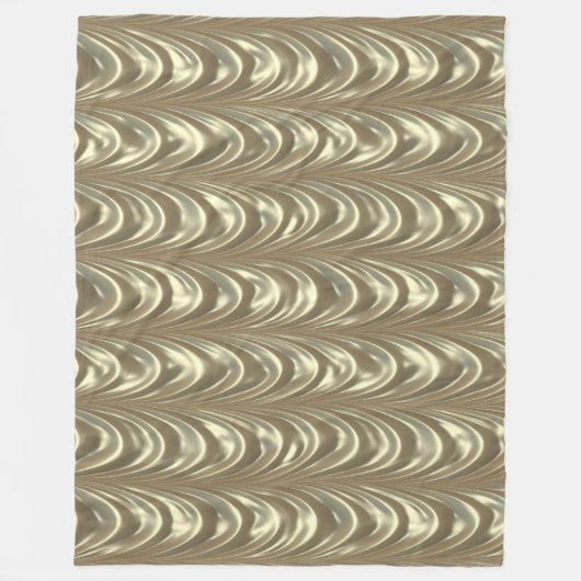 贅沢な金ゴールドはサテンによってスカラップで仕上げられたパターンをルーシュで飾りました フリースブランケット (正面)