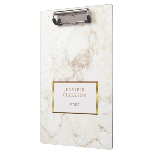 贅沢な金ゴールド及び白い大理石の石造りの個人的 クリップボード (左)