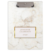 贅沢な金ゴールド及び白い大理石の石造りの個人的 クリップボード (正面)