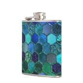 贅沢な金属ホイルのグリッターの青緑の蜜蜂の巣 フラスク (左)