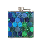 贅沢な金属ホイルのグリッターの青緑の蜜蜂の巣 フラスク (裏面)