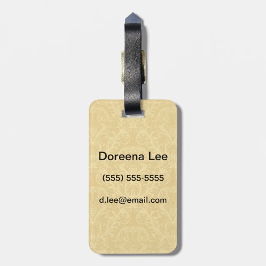 贅沢な金花模様の壁紙 ラゲッジタグ (裏面縦)