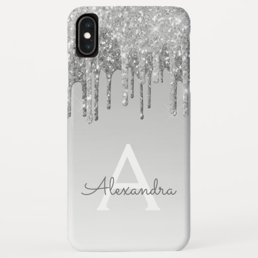 贅沢な銀製の輝きのグリッターのモノグラム Case-Mate iPhoneケース (裏面)