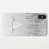 贅沢な銀製の輝きのグリッターのモノグラム Case-Mate iPhoneケース (裏面(横))