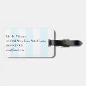 贅沢な青い縞および金ゴールドの荷物のラベル ラゲッジタグ (裏面横)