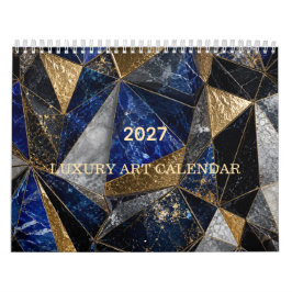 贅沢な青と黒と金の2027アブストラクトアートカレンダー カレンダー