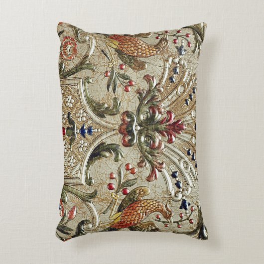 贅沢な革銀製のキジはアクセントを金めっきしました アクセントクッション (正面(垂直))