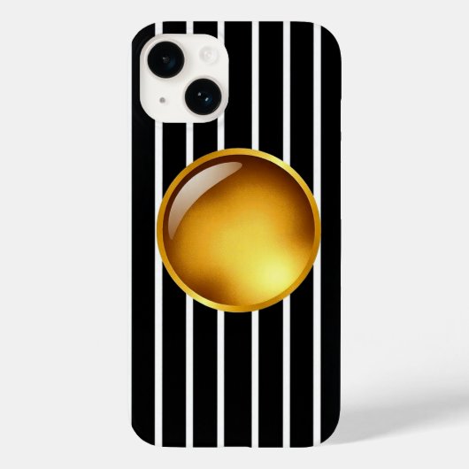 贅沢な黒と金のストライプiPhone 16ケース | グロス仕上げ Case-Mate iPhoneケース (裏面)