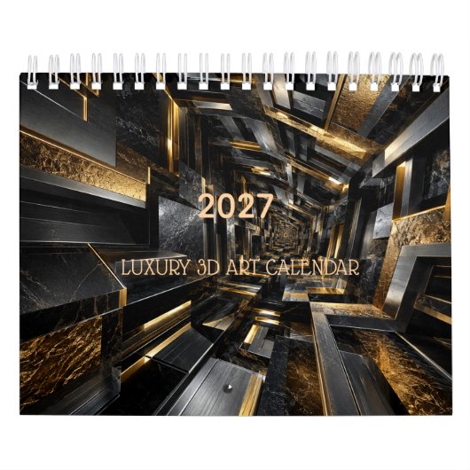 贅沢な黒と金 3D 2027年 カレンダー (カバー)