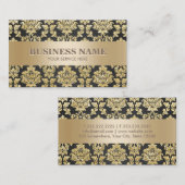 贅沢な黒及び金ゴールドのダマスク織のプロフェッショナル 名刺 (正面/裏面)