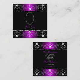 贅沢な黒紫の華美オーナメント写真 スクエア名刺