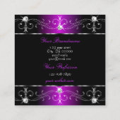 贅沢な黒紫の華美オーナメント写真 スクエア名刺 (裏面)