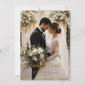 贅沢な黒金結婚式招待状テンプレート 3D 招待状 (裏面)
