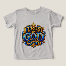 贅沢な3Dゴールド「神を信じる」クリスチャンTシャツ