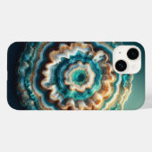 贅沢な3Dジオードスライスアゲート ティールとゴールドのドラジーC Case-Mate iPhoneケース (裏面 (横))