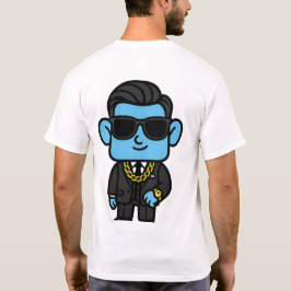 贅沢なSmilo Tシャツ - 高級感のあるブルーのキャラクターデザイン
