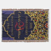 贅沢によって宝石で飾られる紫系統の金ゴールドの結婚記念日 スローブランケット (正面)