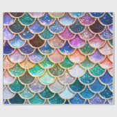 贅沢のsummerly多彩なグリッターの人魚のスケール ラッピングペーパー (フラット)
