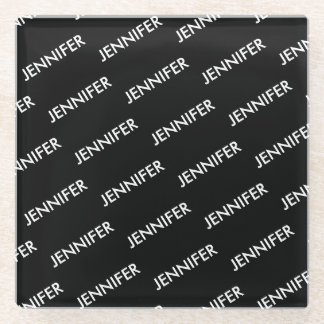 贅沢モダンに黒と言パーソナライズされたえ ガラスコースター