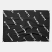 贅沢モダンに黒と言パーソナライズされたえ キッチンタオル (横)