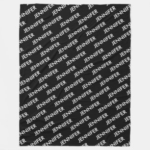 贅沢モダンに黒と言パーソナライズされたえ フリースブランケット