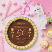 贅沢 オーダーメイド ハッピー ゴールド 50周年記念 ペーパープレート (パーティー)