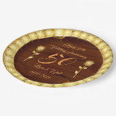 贅沢 オーダーメイド ハッピー ゴールド 50周年記念 ペーパープレート (アングル)