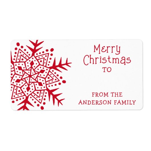 贈りお洒落物からフォークアートの雪片 ラベル (正面)