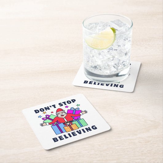 贈りストップ物と信じ一緒にサンタさん スクエアペーパーコースター (インサイチュ)