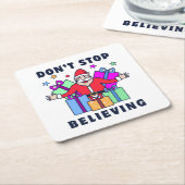 贈りストップ物と信じ一緒にサンタさん スクエアペーパーコースター (アングル)