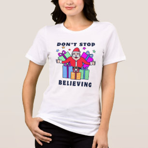贈りストップ物と信じ一緒にサンタさん トライブレンドTシャツ