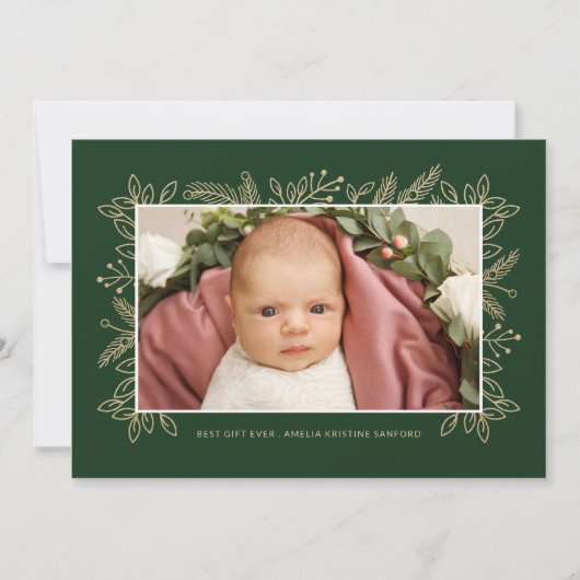 贈り最高の物の贈り物、クリスマス生誕のお知らせ、緑 シーズンカード (正面)