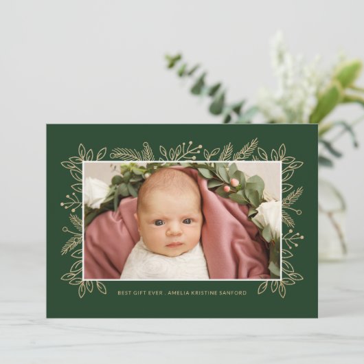 贈り最高の物の贈り物、クリスマス生誕のお知らせ、緑 シーズンカード (スタンド正面)