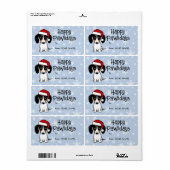 贈り物からPiebald Dachshandかわいい犬のクリスマス ラベル (フルシート)