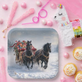 贈り物でいっぱいのクリスマスそり ペーパープレート (パーティー)