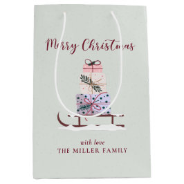 贈り物でいっぱいのクリスマスそり ミディアムペーパーバッグ