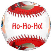 贈り物でいっぱいの袋を持つ笑顔のサンタクロース ソフトボール (裏面)