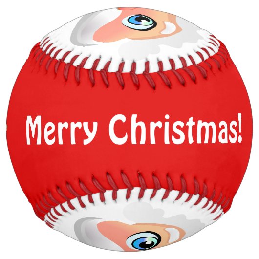 贈り物でいっぱいの袋を持つ笑顔のサンタクロース ソフトボール (正面)